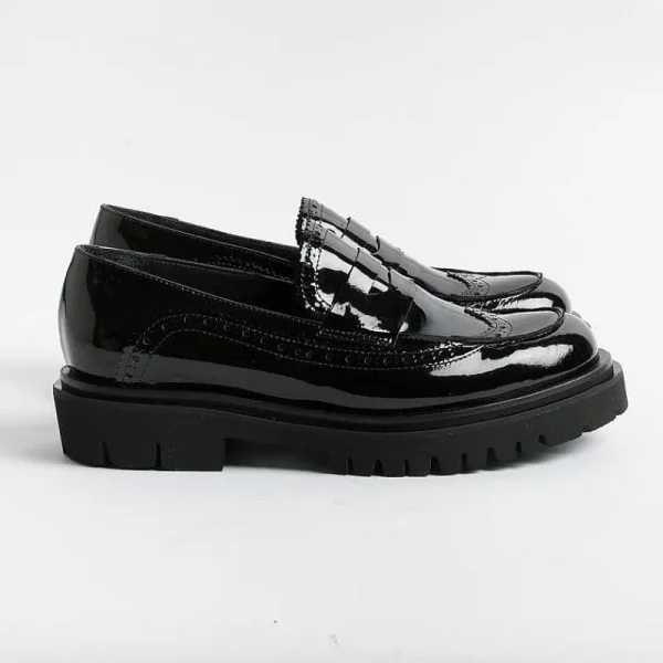 Women Anna F. Loafers*Anna F - Moccasin - 1498 - Patent - Black