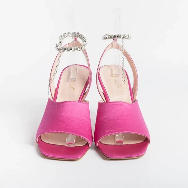 Women Anna F. Sandals With Heel*Anna F - Sandals With Heels - 3416 - Fuchsia Satin