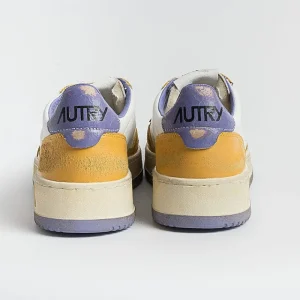 Men AUTRY - Collezione uomo Sneakers*Autry - Sneakers Avlm Cl03 - Low Man Crack Leat Vintage - White Yellow Purple