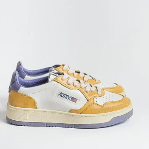 Men AUTRY - Collezione uomo Sneakers*Autry - Sneakers Avlm Cl03 - Low Man Crack Leat Vintage - White Yellow Purple