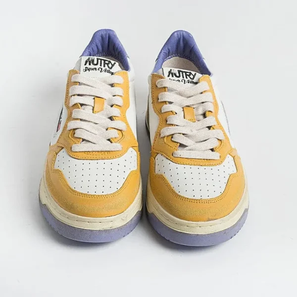 Men AUTRY - Collezione uomo Sneakers*Autry - Sneakers Avlm Cl03 - Low Man Crack Leat Vintage - White Yellow Purple