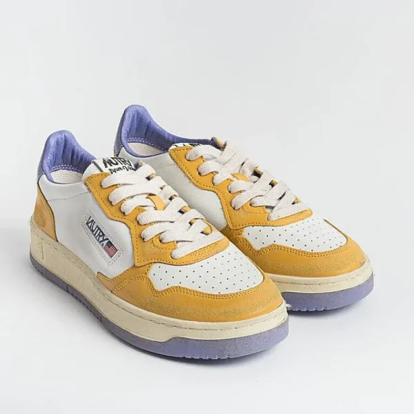 Men AUTRY - Collezione uomo Sneakers*Autry - Sneakers Avlm Cl03 - Low Man Crack Leat Vintage - White Yellow Purple