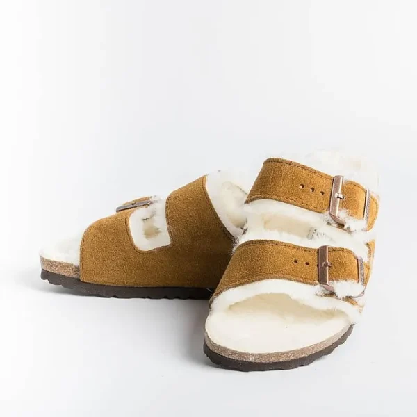 Women BIRKENSTOCK Low Sandals* - Flat Sandals 1001135 - Arizona Fur - Mink