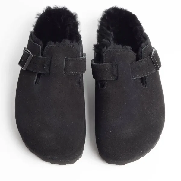 Women BIRKENSTOCK Sabots And Sleepers* - Sleepers 0259883 - Boston Fur - Black