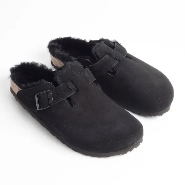 Women BIRKENSTOCK Sabots And Sleepers* - Sleepers 0259883 - Boston Fur - Black