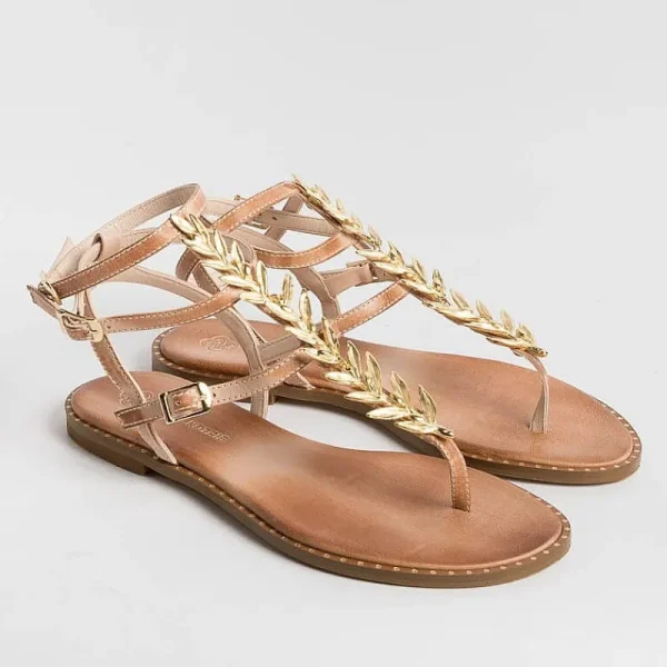 Women MAKIS KOTRIS Flip-Flops Sandals* - Flat Thong Sandals K770 - Natural