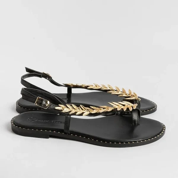 Women MAKIS KOTRIS Flip-Flops Sandals* - Low Thong Sandals K870 - Black