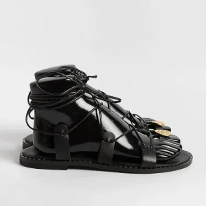 Women MAKIS KOTRIS Low Sandals* - Low Thong Sandals 04-306 - Black