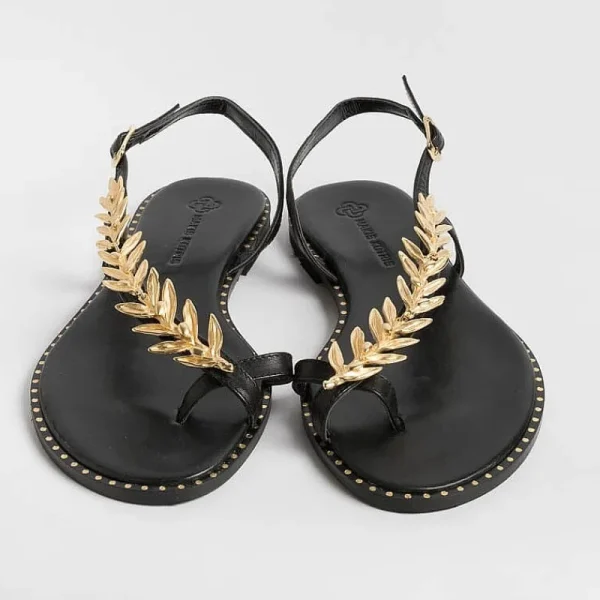 Women MAKIS KOTRIS Flip-Flops Sandals* - Low Thong Sandals K870 - Black