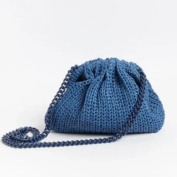 Women MARIA LA ROSA Clutch* - Shoulder Bag - Mini Game Crochet - Blue