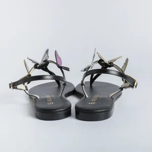 Women PAOLA FIORENZA Low Sandals* - Flat Thong Sandals - Fd43 - Black/Butterflies