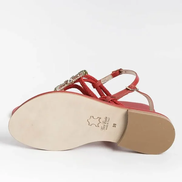 Women PAOLA FIORENZA Low Sandals* - Flat Thong Sandals - Fb1001 - Red