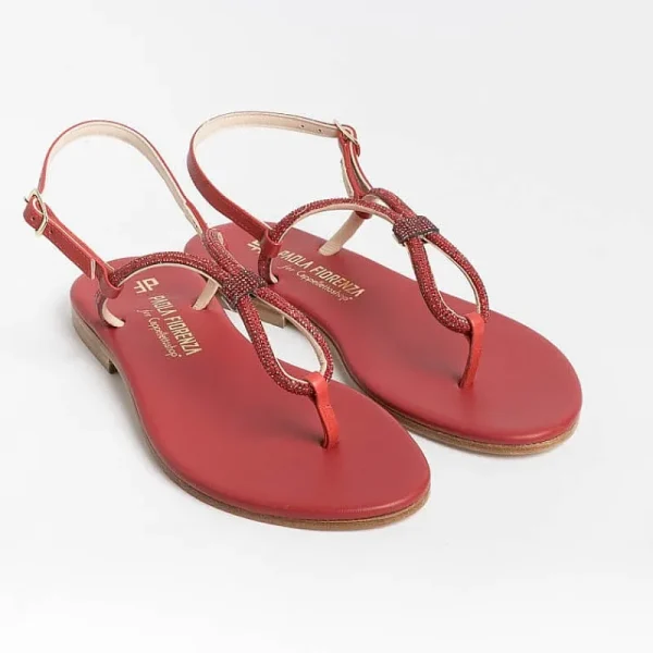 Women PAOLA FIORENZA Flip-Flops Sandals* - Flat Thong Sandals - Ss2336 - Red