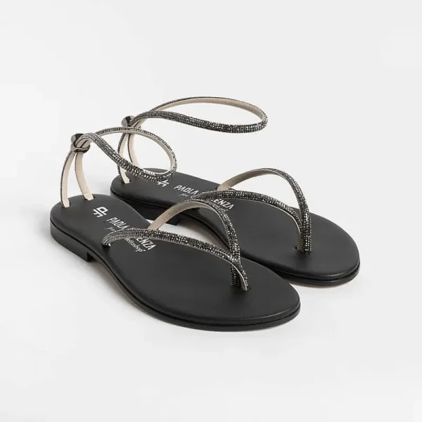 Women PAOLA FIORENZA Low Sandals* - Flat Thong Sandals Fd03 - Black