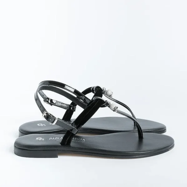 Women PAOLA FIORENZA Low Sandals* - Flat Thong Sandals Bs05 Nodino - Velvet - Black