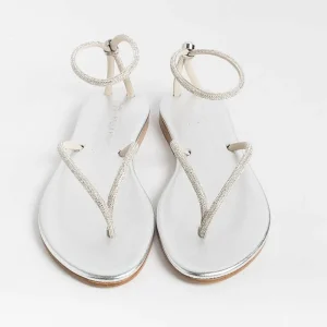 Women PAOLA FIORENZA Low Sandals* - Flat Thong Sandals Fd03 - Silver