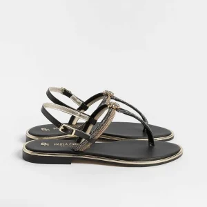 Women PAOLA FIORENZA Flip-Flops Sandals* - Flat Thong Sandals - Ss2378 - Ambra Black