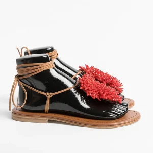 Women PAOLA FIORENZA Low Sandals* - Flat Thong Sandals - Ss2346 Red Leather