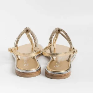 Women PAOLA FIORENZA Low Sandals* - Flat Thong Sandals - Ss2353 - Amber Crystal Platinum