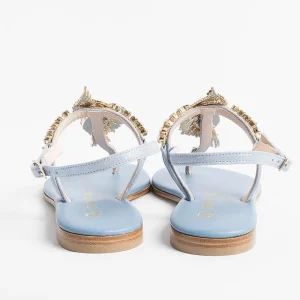 Women PAOLA FIORENZA Low Sandals* - Flat Thong Sandals - Fb955 Light Blue