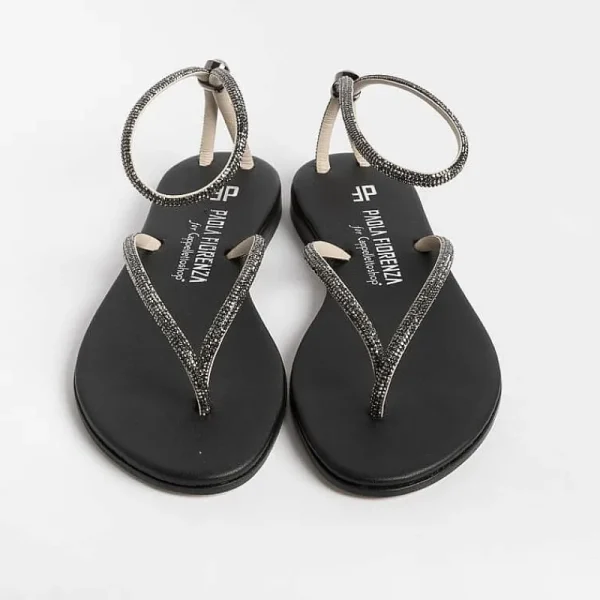 Women PAOLA FIORENZA Low Sandals* - Flat Thong Sandals Fd03 - Black