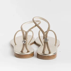 Women PAOLA FIORENZA Low Sandals* - Flat Thong Sandals Fd03 - Amber Platinum