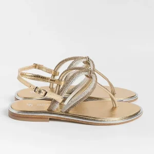 Women PAOLA FIORENZA Flip-Flops Sandals* - Flat Thong Sandals - Ss2353 - Amber Crystal Platinum