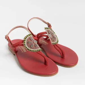 Women PAOLA FIORENZA Low Sandals* - Flat Thong Sandals - Fb1001 - Red