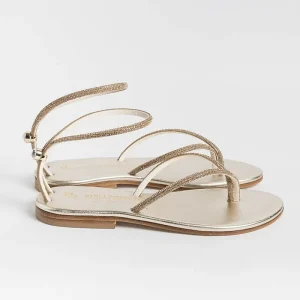 Women PAOLA FIORENZA Flip-Flops Sandals* - Flat Thong Sandals Fd03 - Amber Platinum