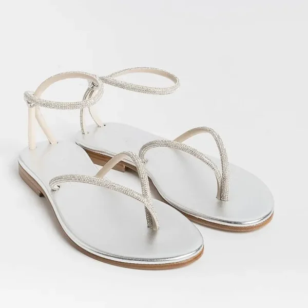 Women PAOLA FIORENZA Flip-Flops Sandals* - Flat Thong Sandals Fd03 - Silver