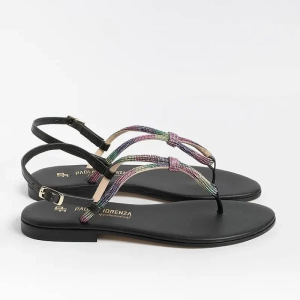 Women PAOLA FIORENZA Low Sandals* - Flat Thong Sandals - Ss2336 - Black