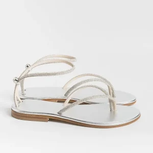 Women PAOLA FIORENZA Low Sandals* - Flat Thong Sandals Fd03 - Silver