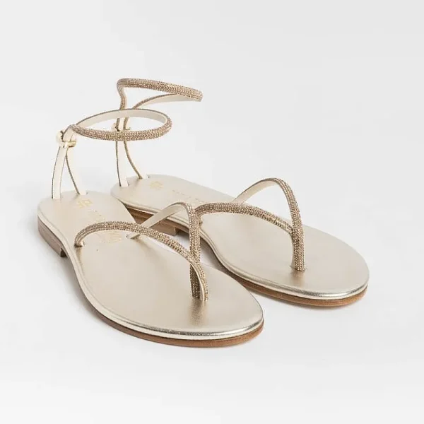 Women PAOLA FIORENZA Low Sandals* - Flat Thong Sandals Fd03 - Amber Platinum