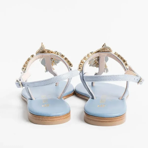 Women PAOLA FIORENZA Flip-Flops Sandals* - Flat Thong Sandals - Fb955 Light Blue