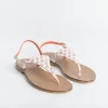 Women PAOLA FIORENZA Low Sandals* - Triangle Flat Thong Sandals - Coral