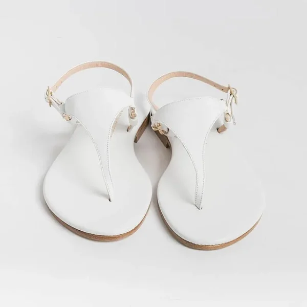 Women PAOLA FIORENZA Flip-Flops Sandals* - Triangle Flat Thong Sandals - White