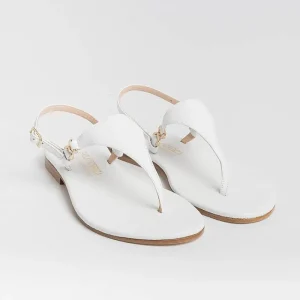 Women PAOLA FIORENZA Low Sandals* - Triangle Flat Thong Sandals - White