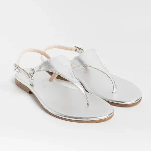 Women PAOLA FIORENZA Flip-Flops Sandals* - Triangle Flat Thong Sandals - Silver