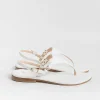 Women PAOLA FIORENZA Wedding Shoes* - Triangle Flat Thong Sandals - White