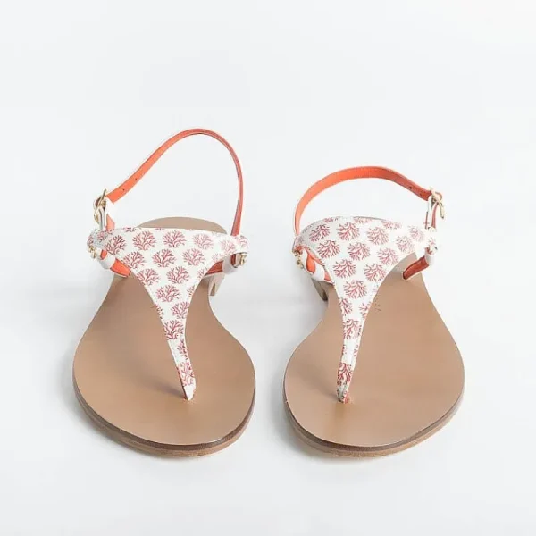 Women PAOLA FIORENZA Flip-Flops Sandals* - Triangle Flat Thong Sandals - Coral