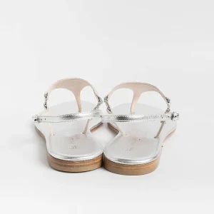 Women PAOLA FIORENZA Flip-Flops Sandals* - Triangle Flat Thong Sandals - Silver