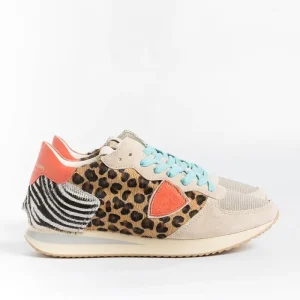 Women Philippe Model Paris Sneakers*Philippe Model - Sneakers Tzld An10 - Tropez - Pop Animal Orange