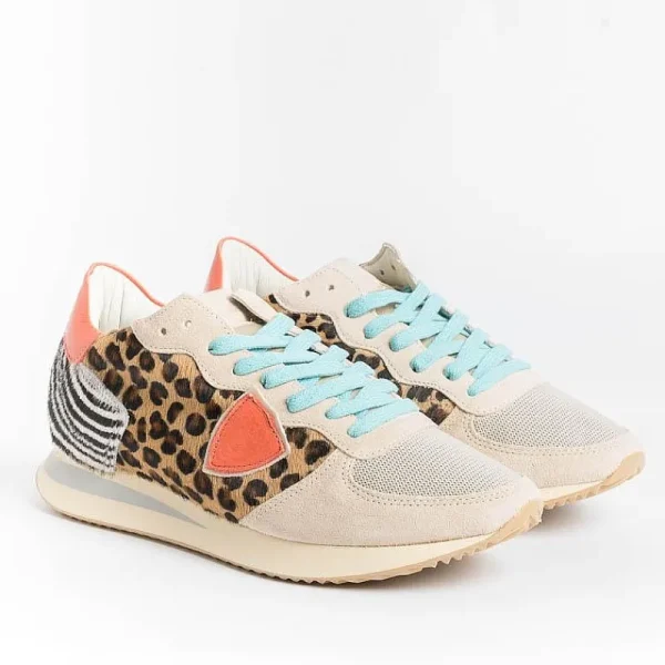 Women Philippe Model Paris Sneakers*Philippe Model - Sneakers Tzld An10 - Tropez - Pop Animal Orange