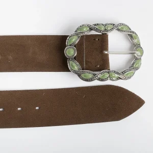 Women PUNTO VITA Belts* - Belt Pv1664 - Dark Brown / Green Suede