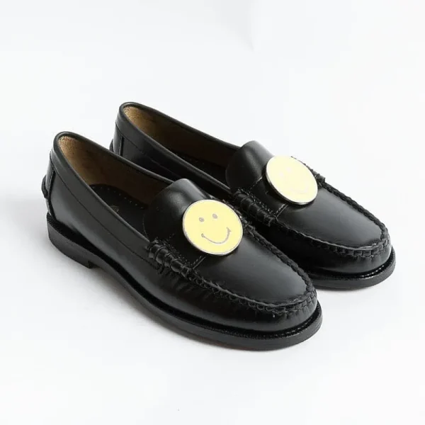 Women Sebago Loafers* - Moccasin Dan - 72112 - Charms - Black Smile